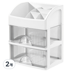 유인지화 모던 투명 아크릴 기숙사 스킨케어 립스틱 정리함, 화이트, 2개