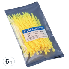 컬러 다용도 고강도 케이블타이 100p TCT-200, 옐로우, 6개