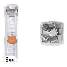 모닝셀러 투명 푸시 클립 곰 + 핀 50p 세트, 3세트