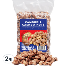 너트리 알큰 볶음 까먹는 껍질 캐슈넛, 500g, 2개