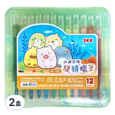 SKB 文明 巧遇家族 旋轉蠟筆, 12色, 2盒, 外盒顏色隨機