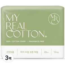 마이리얼코튼 생리대, 12개입, 3개