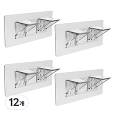 Winprice 黏貼式層板固定掛鉤 雙排加長型, 透明, 12個