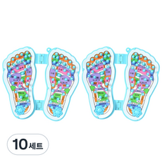 쇼핑죠이 발바닥 지압판 양발 + 투명 후크 세트, 10세트, 혼합색상