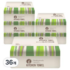 BonitaGoods 抽取式竹漿盒裝廚房紙巾 3層, 100入, 36個