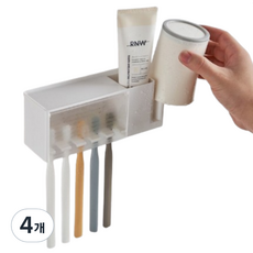 免鑽孔壁掛式牙膏牙刷架, 4個, 單一顏色