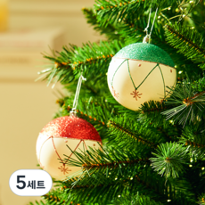 크리스마스 오너먼트볼 트리장식 페인트 글로시 2p 세트, 스타글리터레드그린, 5세트