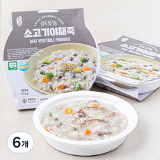 섬죽 유기가공식품 인증 소고기 야채죽 (냉장), 150g, 6개