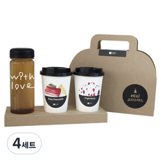 1AM 쥬뗌므 블랜딩 프리미엄 차세트, 크라프트 패키지 + 티백세트(테이크아웃잔 2p + 얼그레이 블라썸 3p + 트리플 베리 3p) + with love 보틀 스티커 + 검은뚜껑 보틀 + 메리크리스마스 패키지 스티커, 4세트