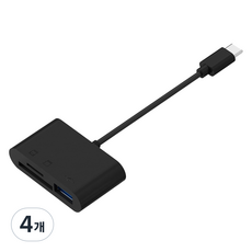 아이엠듀 C타입 3 in 1 USB TF SD카드 리더기, 블랙, 4개