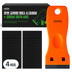코멧 스티커 제거용 멀티 스크래퍼 + 원터치 리필날 30p 세트, 4세트, 스크래퍼 + 리필날 30p