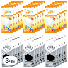 하이가드 숲의숨 방역 황사마스크 2종 세트 화이트 소형 KF94 15p + 블랙 대형 KF80 15p, 3세트