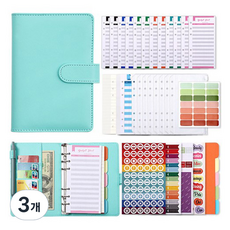 아트조이 A6 마카롱 다이어리 현금 바인더, 그린, 3개