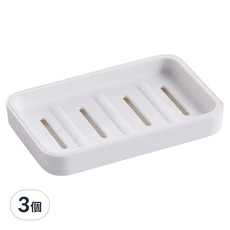 E.dot 簡約雙層瀝水肥皂盒 肥皂盤, 日式風格 瀝水孔洞 ABS材質 防水耐用, 白色, 3個