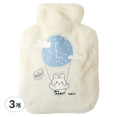에버하우스 푹신푹신 일러스트 보온 물주머니 아이보리 1000ml, 3개