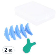 無膠睫毛燙髮藍色 L 捲髮棒 5p + y Hera + Case Set, 混色, 2組