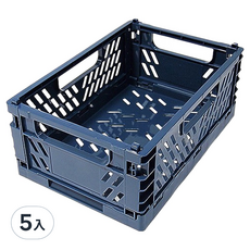 工子白 no.495 折疊式收納疊籃 居家收納好幫手, 深藍色, 233 × 148 × 93mm, 5個