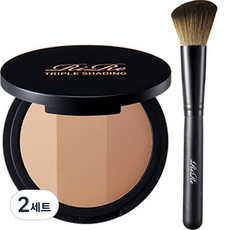 RiRe 三色修容餅+修容刷, 淺米色&深米色&棕色, 2組