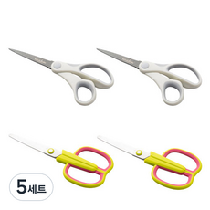 WHASHIN 733 塗層剪刀 2入 + 605 蘋果剪刀 2入 套組, 混合色, 5套