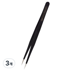 BESTIR 鷹之印 精密直型鑷子 140mm BST-03543, 黑色, 3個