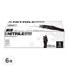 G CLUB 高級高磅數丁腈手套 100入, 6個, 小(S), 黑色