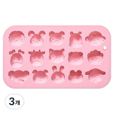 E Home Baking 動物臉矽膠模具 超小型 15格, 3個, 隨機出貨