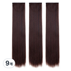 HiYuni 長直髮髮片 50cm, 9個, 深棕色