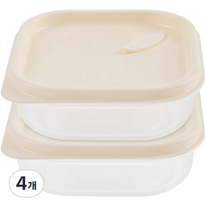 실리만 국내생산 하모니 냉동용기 정사각 310ml (2P) 크림베이지 2개, 4개, 단품