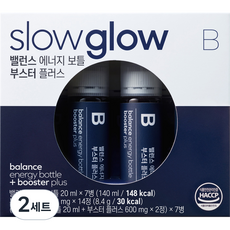 슬로우글로우 밸런스 에너지 보틀 20ml x 7p + 부스터 플러스 600mg x 14p 비타민 세트, 2세트