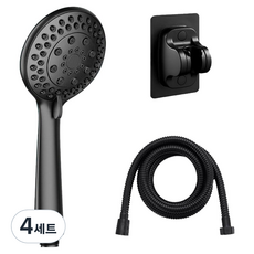 4단 빅홀 고수압 샤워기 세트, 블랙, 4세트