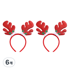 피앤비유니티 반짝이 루돌프 머리띠, 레드, 6개