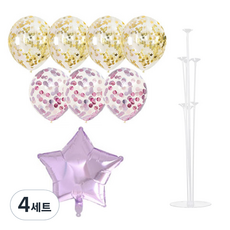 파티쇼 풍선꽂이장식세트 70cm, 은박컨페티 4번, 4세트