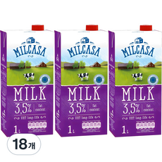 MLEKPOL 밀카사 멸균우유 3.5%, 1L, 18개