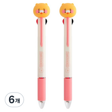 카카오프렌즈 춘식이 피규어 멀티 4색 볼펜 0.7mm, 스마일, 6개