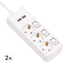 써보니 USB 2포트 개별스위치 멀티탭 3구, 2m, 화이트, 2개