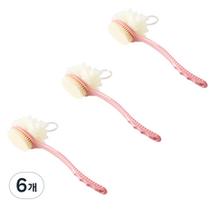 미뉴강베리 양면 바디브러쉬, 핑크, 1개입, 6개