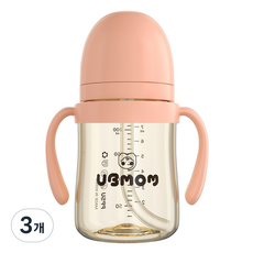 유비맘 시그니처 빨대컵, 200ml, 3개, 딸기