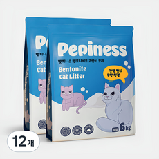 펫피니스 벤토나이트 고양이 모래, 6kg, 12개, 무향