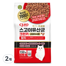 챠오츄르 전연령 고양이 스고이 유산균 크런키 건식사료, 참치, 1.52kg, 2개