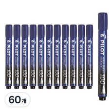PILOT 百樂 Permanent 油性麥克筆 圓頭 100, 60個, 藍色