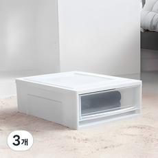 아이리스 국내생산 시스템 수납박스 슬라이딩 서랍장 BC-500S, 클리어/화이트, 3개