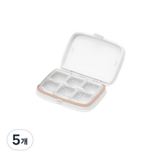 루아르모 휴대용 약통 알약 케이스 칸조절 6칸 화이트, 5개