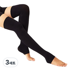 타이튼 압박 스타킹 잉크블랙, 3세트, 허벅지형