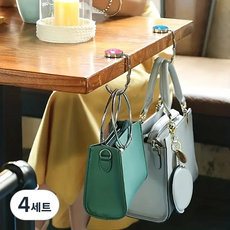 모나코올리브 휴대용 테이블 비즈 가방걸이 후크 2종 세트, 에메랄드, 피치, 4세트