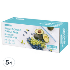 레스이즈모어 프레쉬 더블 지퍼백 25 x 30 cm, 대(L), 5개, 60개입