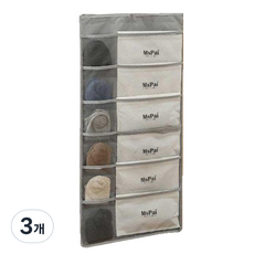 행거용 부직포 옷걸이 포켓 B type 앞면 12칸 뒷면 18칸, 그레이, 3개