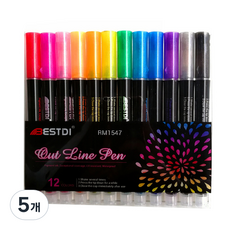 아웃라인 마커펜 전문가용 12색 RM1547, 혼합색상, 60개