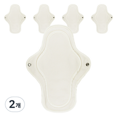 eechae 純棉蝶翼型衛生棉 象牙白, 2個, 5枚入, 中型