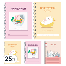 YOUNG ART 女童用英文寬格線圈筆記本, 隨機出貨, 25個