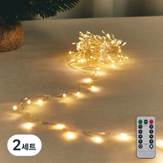 蜈蚣燈 LED 燈串 USB 200燈 + 遙控器組合, 2套, 暖白光(燈串), 銀色(遙控器), ONE SIZE